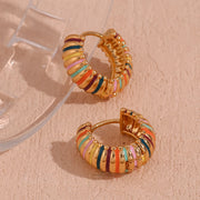colorful enamel textured hoop earrings, view 6 - MRSLM