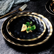 ceramic platter with gold edge, view 7 - MRSLM