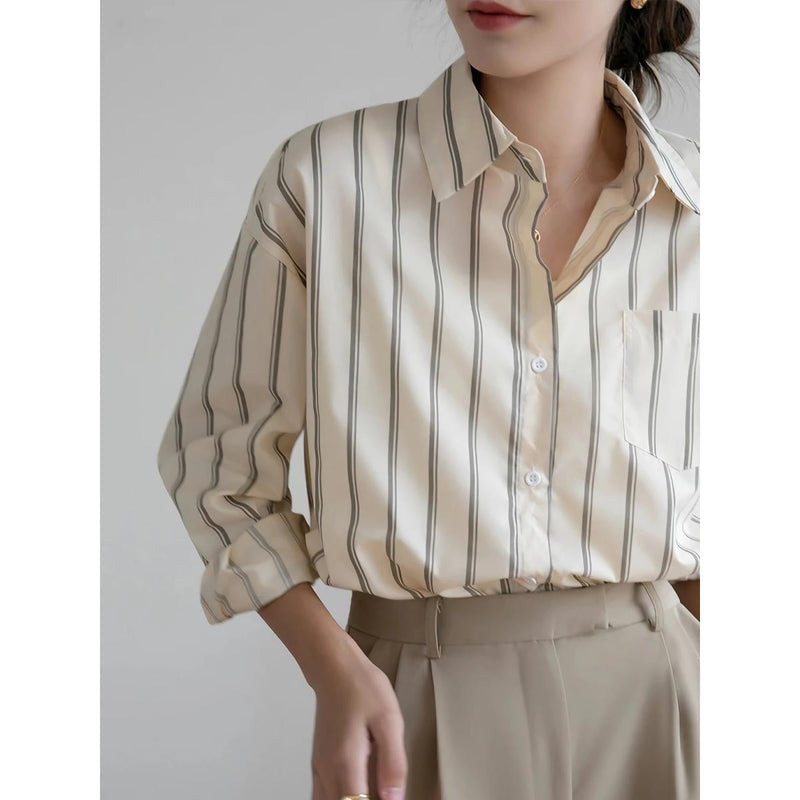 Striped office blouse, view 4 - MRSLM