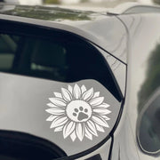 sunflower and dog paw vinyl decal, view 6 - MRSLM