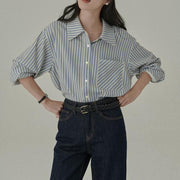 Elegant striped long sleeve blouse, view 4 - MRSLM