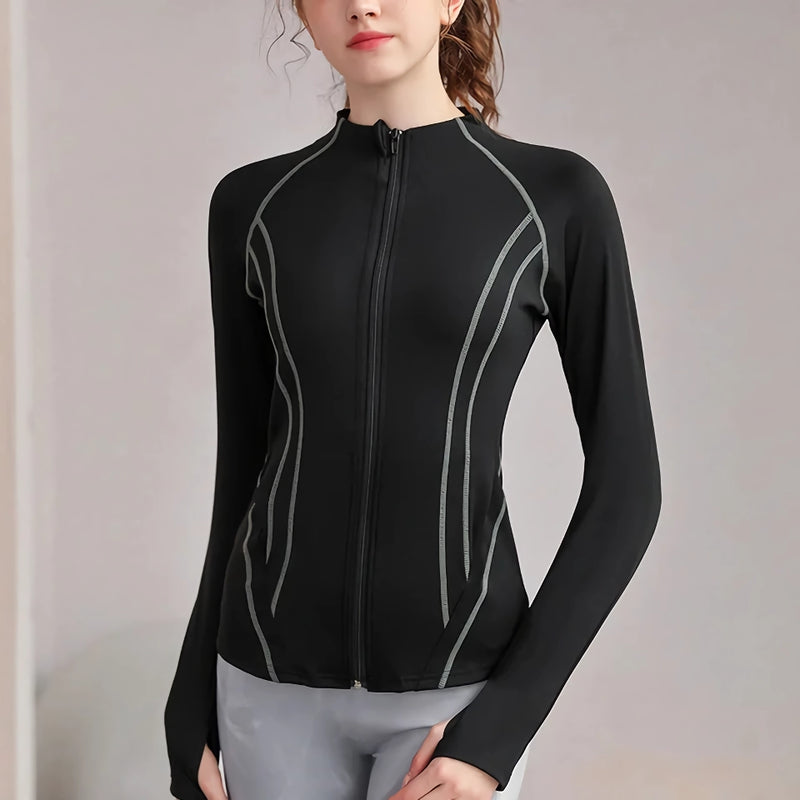 women's quick-dry slim fit sports jacket, view 2 - MRSLM