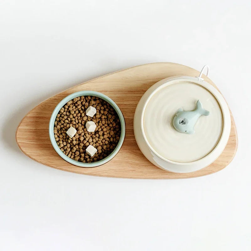 ceramic cat water fountain, view 6 - MRSLM