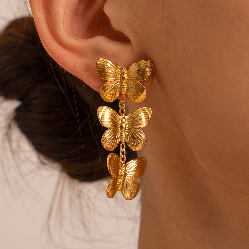 butterfly stud earrings, view 3 - MRSLM
