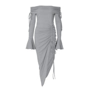 Off-neck split dress for women, view 5 - MRSLM
