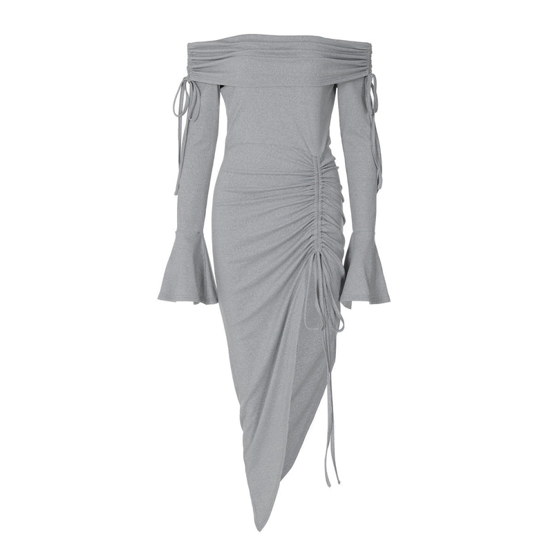 Off-neck split dress for women, view 5 - MRSLM
