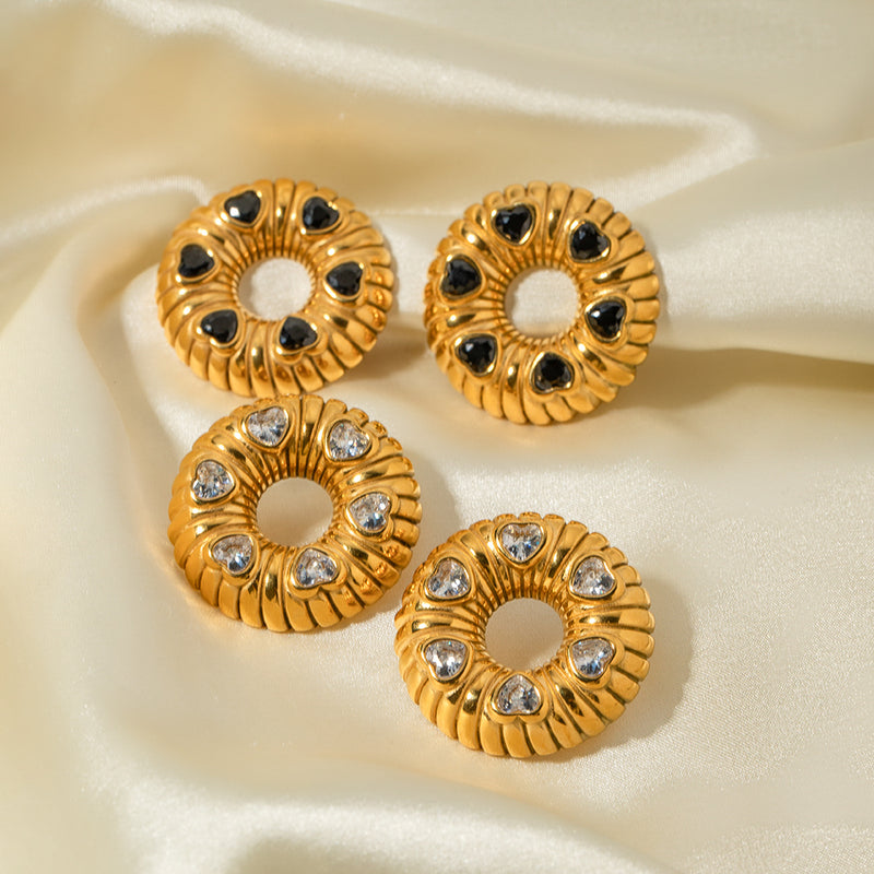 18K gold plated O-shaped earrings and necklace, view 11 - MRSLM