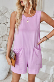 Women's sleeveless shorts jumpsuit with pockets, view 8 - MRSLM