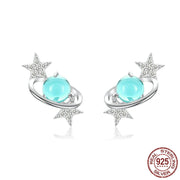 sterling silver butterfly star earrings, view 3 - MRSLM