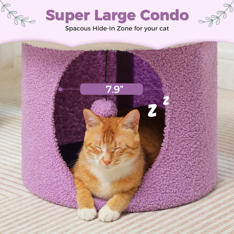 cozy flower cat house with pompom ball, view 12 - MRSLM