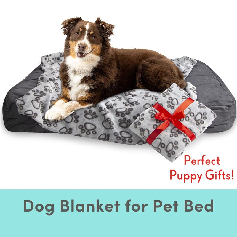 soft warm dog blanket with paw print, view 9 - MRSLM