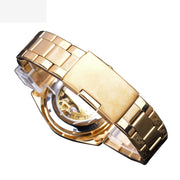 men's steel band skeleton mechanical watch, view 3 - MRSLM