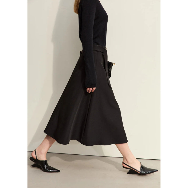 Women's A-line skirt with buckle belt, view 7 - MRSLM