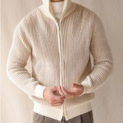 men's high neck zipper knit cardigan - MRSLM