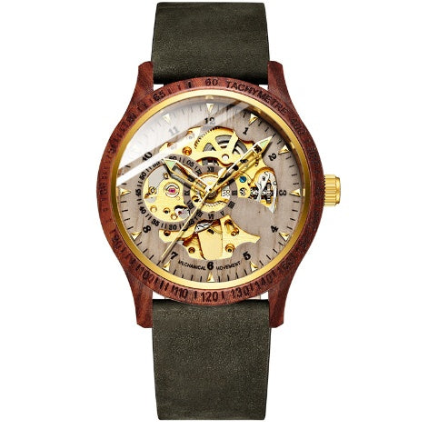wood alloy automatic watch, view 4 - MRSLM