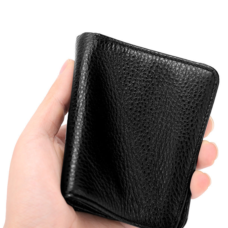cowhide leather rfid coin pocket and card holder, view 5 - MRSLM