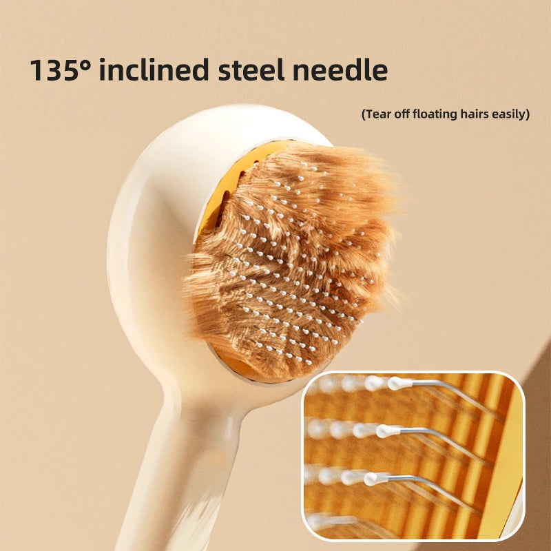 self-cleaning pet slicker brush, view 6 - MRSLM