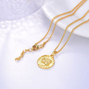 Princess head coin gold plated necklace, view 6 - MRSLM