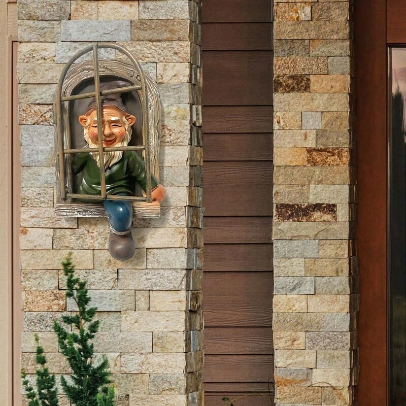 Naughty elf tree hugger garden statue, view 5 - MRSLM
