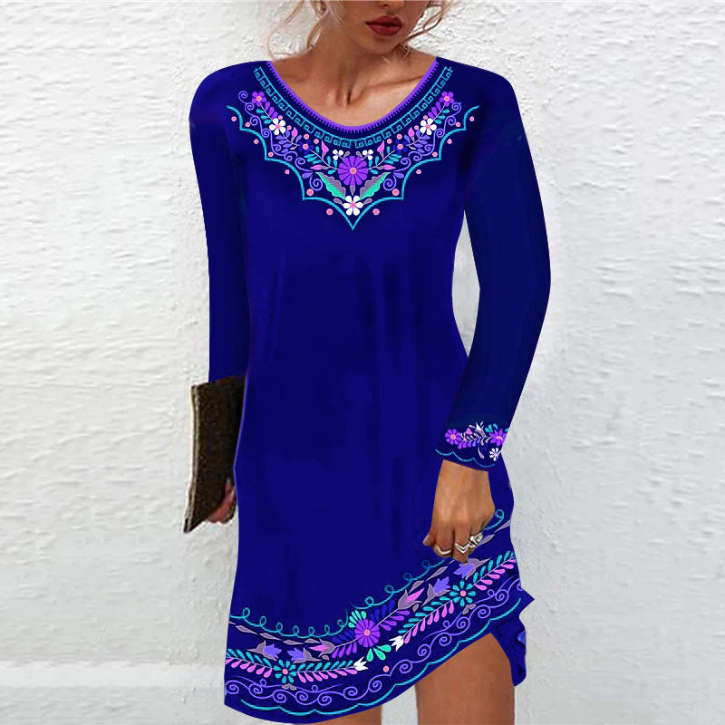 autumn and winter printed dress for women, view 8 - MRSLM
