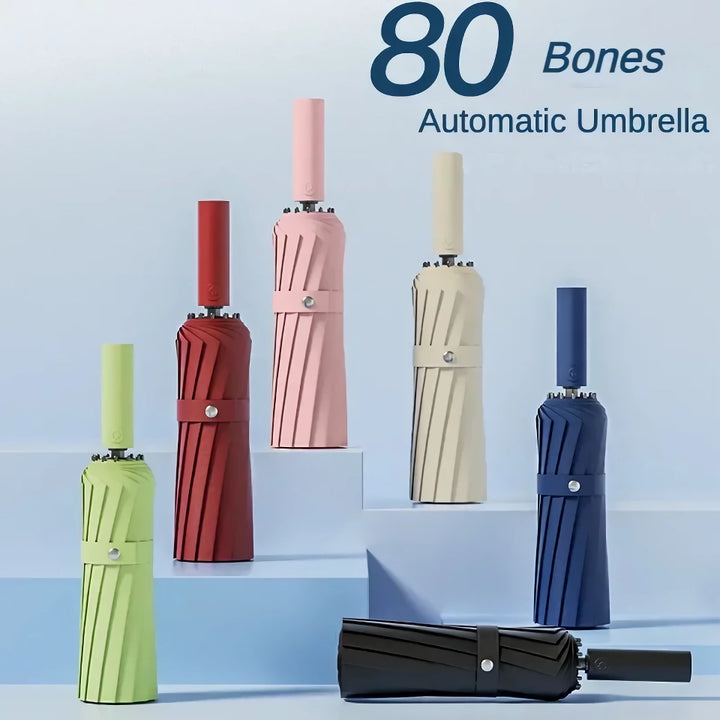 Ultra-Resilient 80-Bone Automatic Folding Umbrella