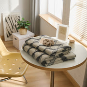 3d cube cotton knitted plaid blanket, view 8 - MRSLM