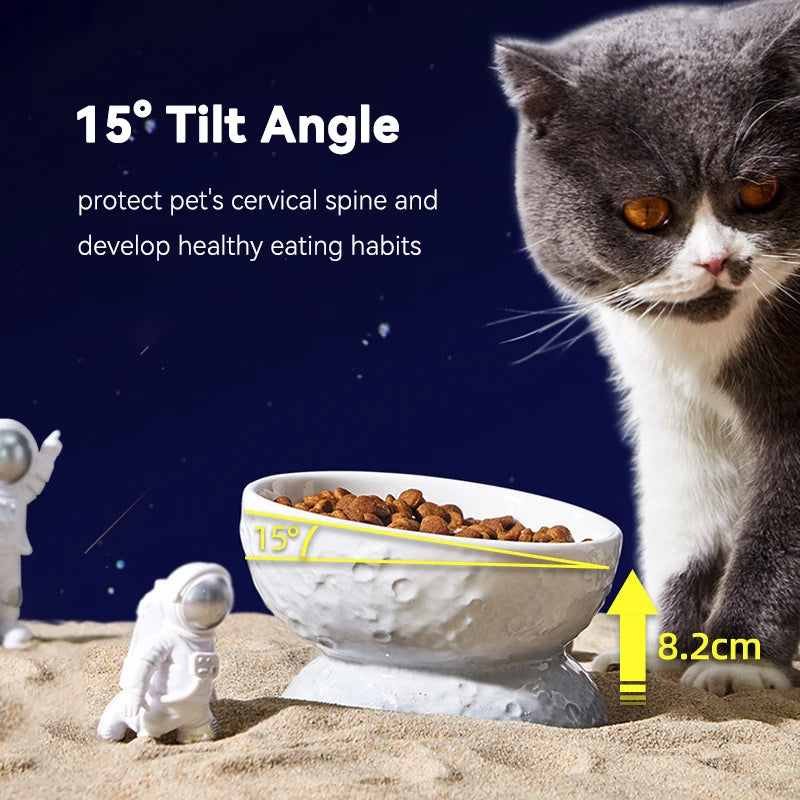 planet shape ceramic pet bowl, view 6 - MRSLM