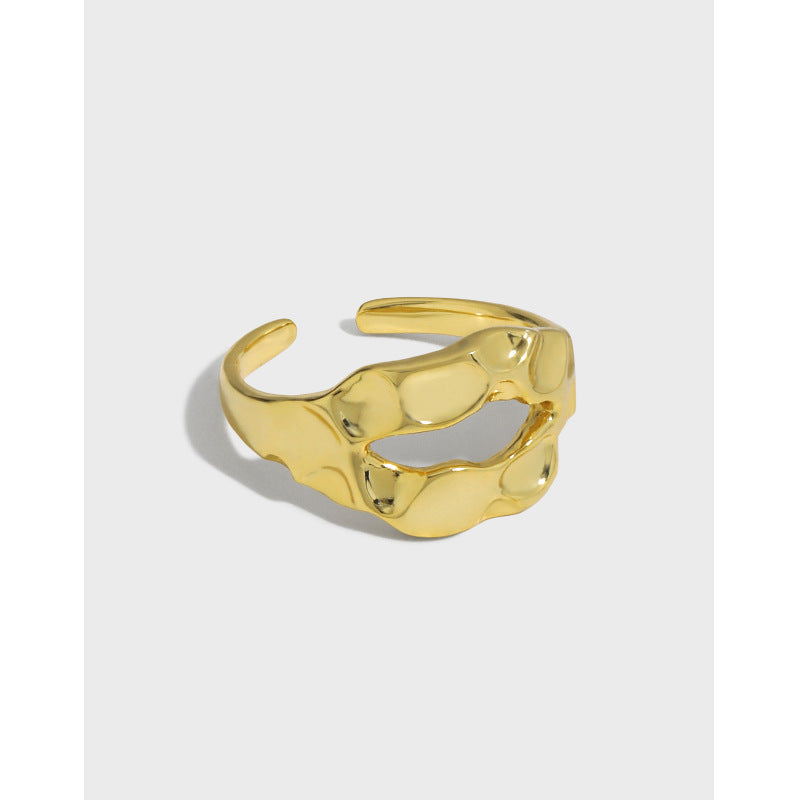 hammered texture s925 silver ring, view 5 - MRSLM