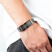 Christian cross magnetic cuff bracelet for men, view 6 - MRSLM