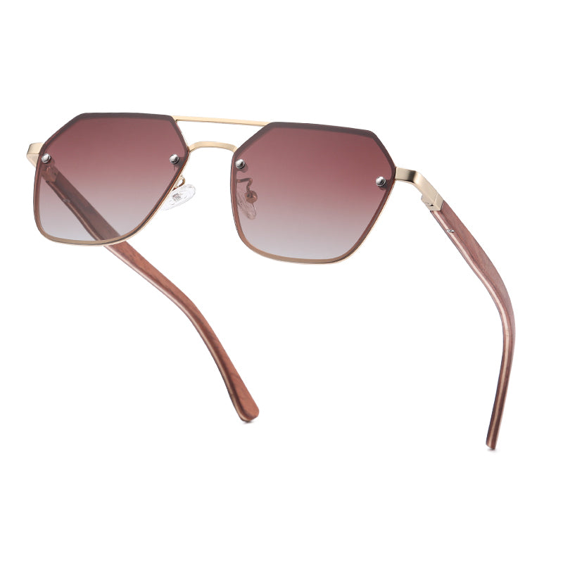 polarized wood frame sunglasses, view 4 - MRSLM