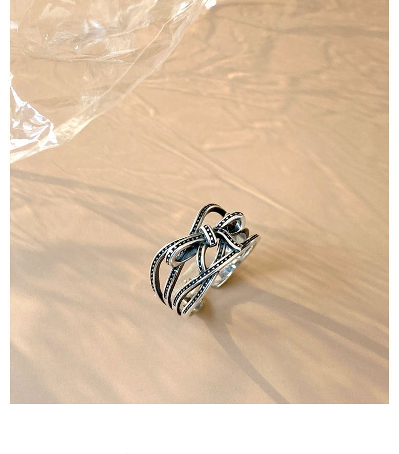 Vintage Minimalist Design S925 Sterling Silver Bends And Hitches Ring