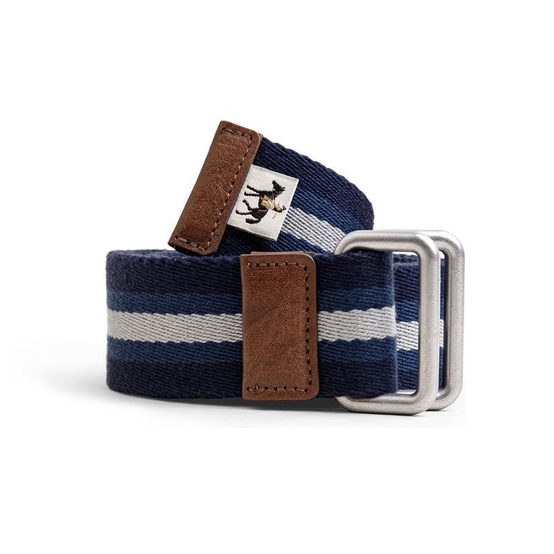 retro double-ring buckle striped belt, view 2 - MRSLM