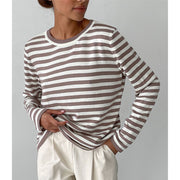 round neck knitted striped sweater, view 2 - MRSLM