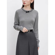 petite knitted sweater with bow detail, view 6 - MRSLM