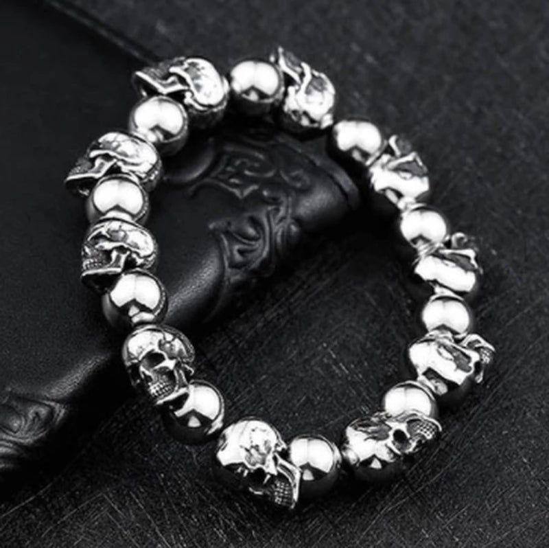 men's titanium steel skull bracelet, view 2 - MRSLM