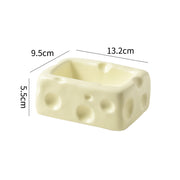 cheese-shaped ceramic pet bowl, view 4 - MRSLM