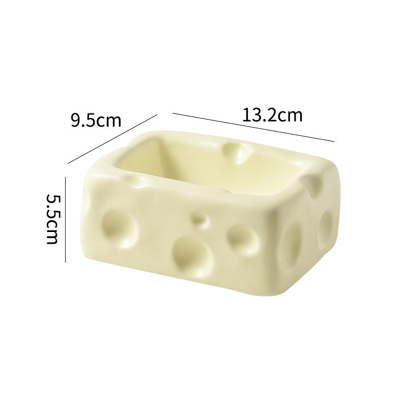 cheese-shaped ceramic pet bowl, view 4 - MRSLM