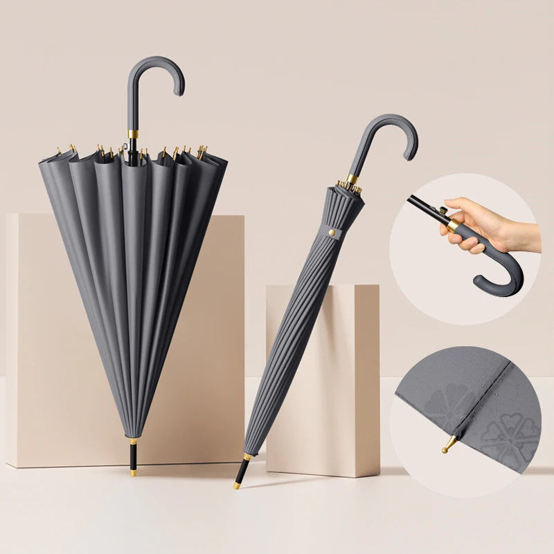 24-rib long handle rain umbrella, view 11 - MRSLM