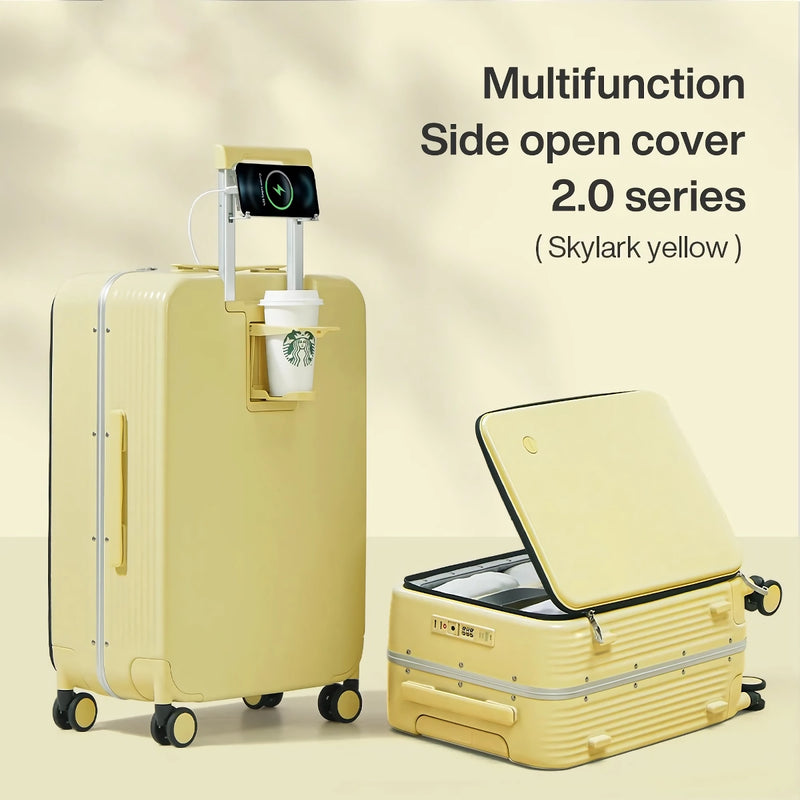 24 inch aluminum frame luggage with usb port, view 4 - MRSLM