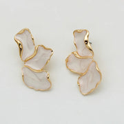 zinc alloy cream enamel petal earrings, view 2 - MRSLM