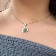 swan and jade pendant necklace, view 2 - MRSLM