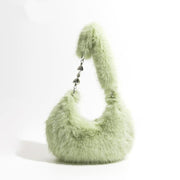 fuzzy faux fur half moon shoulder bag - MRSLM