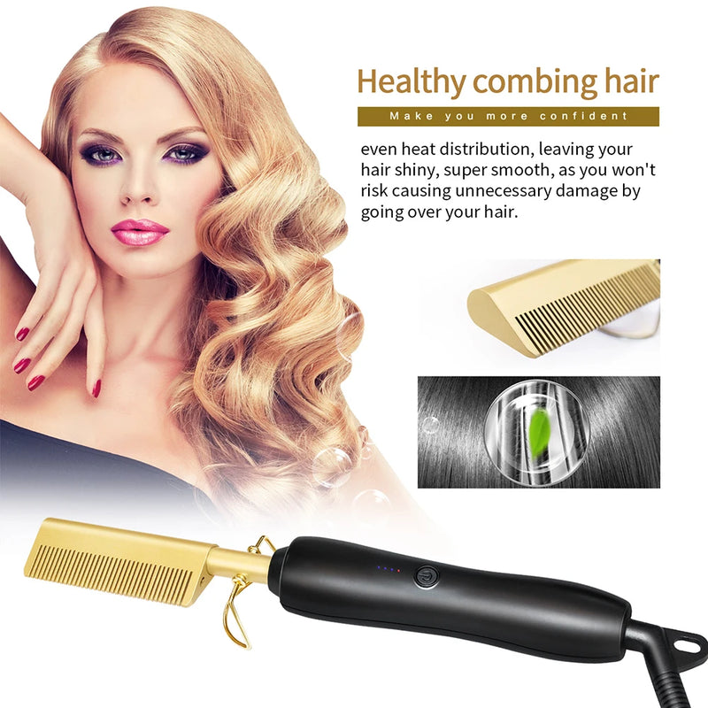 electric hot comb hair straightening brush, view 7 - MRSLM