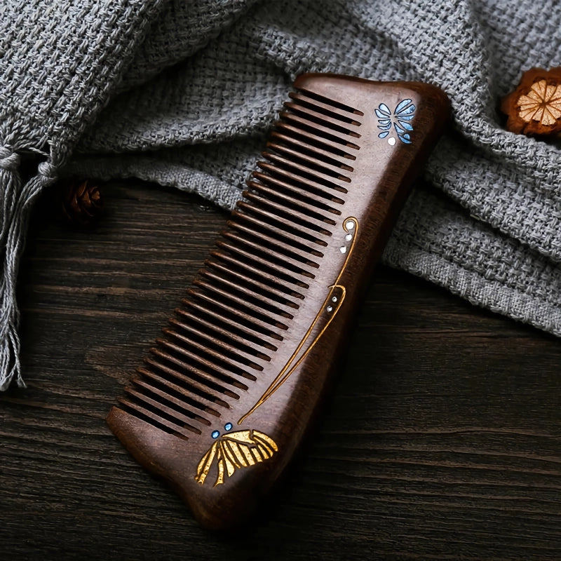 gold sandalwood dense-tooth comb, view 6 - MRSLM