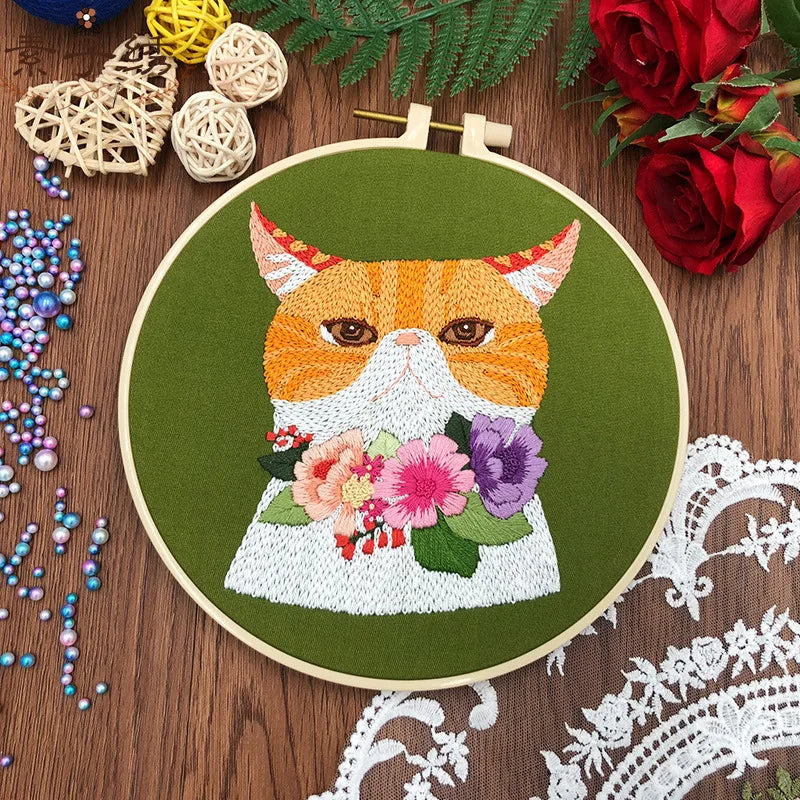 diy cat embroidery starter kit, view 4 - MRSLM