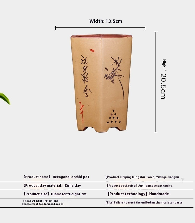 Purple sand hexagonal plant pot, view 9 - MRSLM