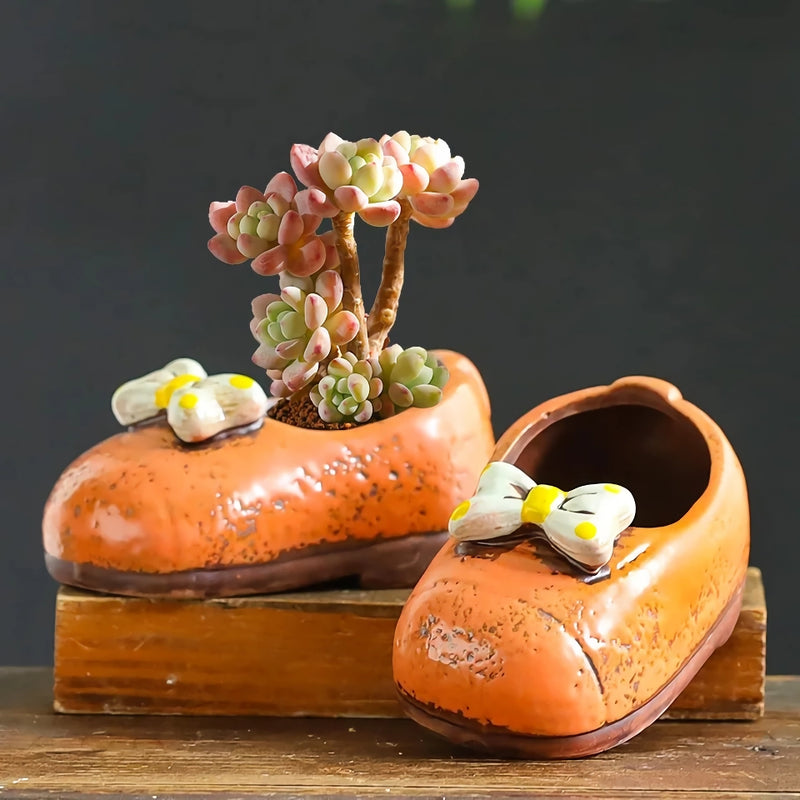 ceramic boot vase for succulents, view 7 - MRSLM