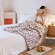 Checkerboard plaid knitted throw blanket - MRSLM