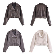 washed motorcycle jacket for women - MRSLM