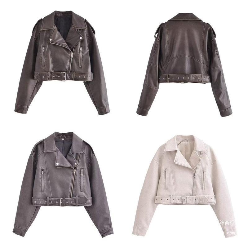 washed motorcycle jacket for women - MRSLM